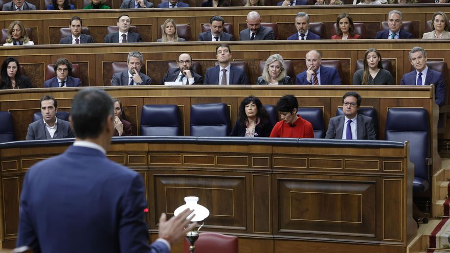 El presidente del Gobierno, Pedro Sánchez, interviene en la sesión de control al Ejecutivo de este miércoles en el Congreso.