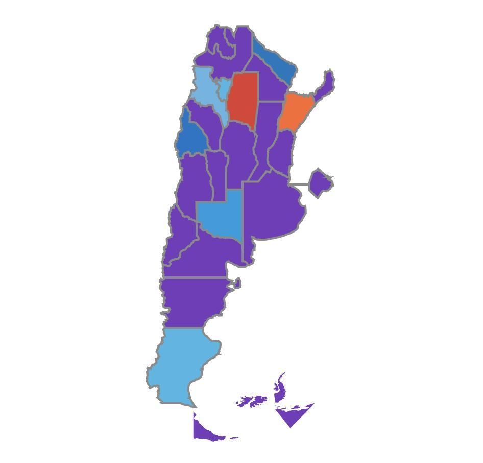 El mapa de los resultados de las elecciones legislativas.