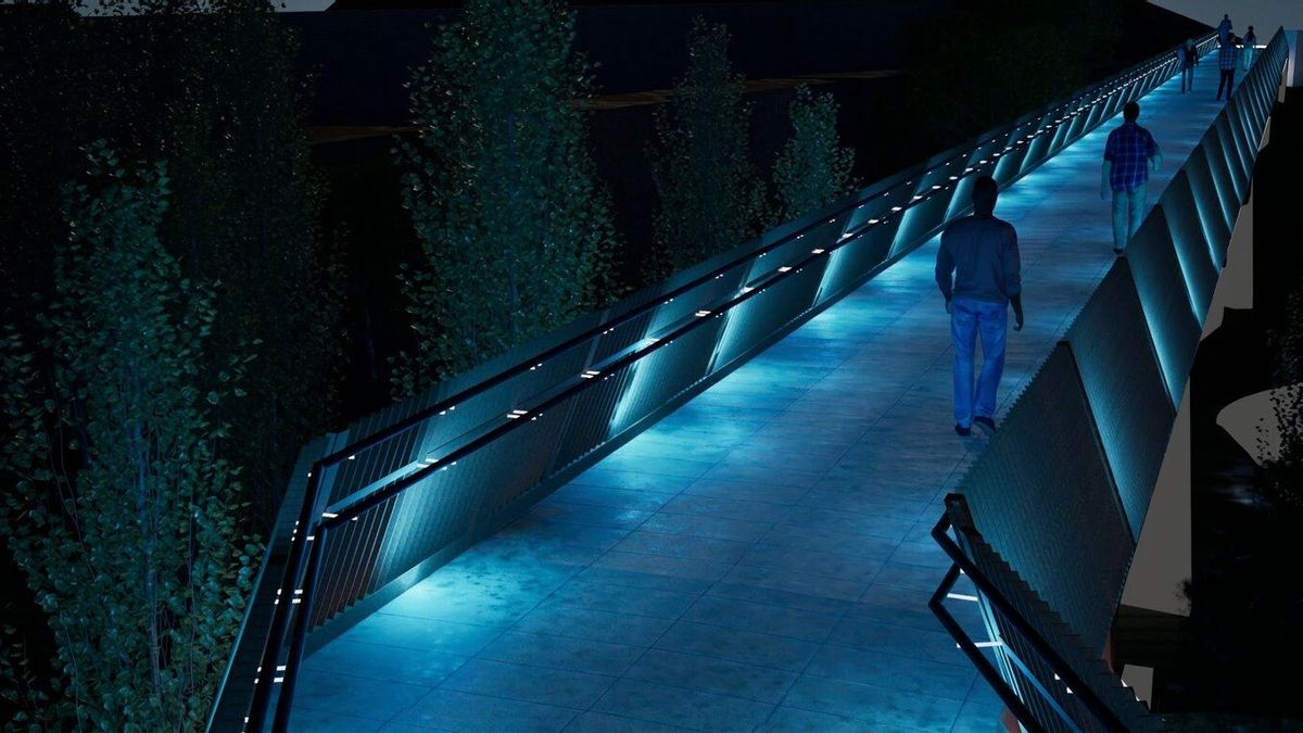 Recreación nocturna de la nueva pasarela