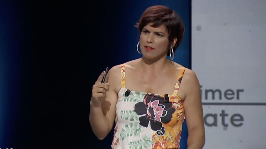 Teresa Rodríguez durante el debate electoral.