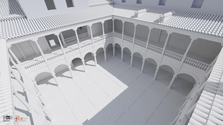 Reconstrucción sin texturas del patio columnado.