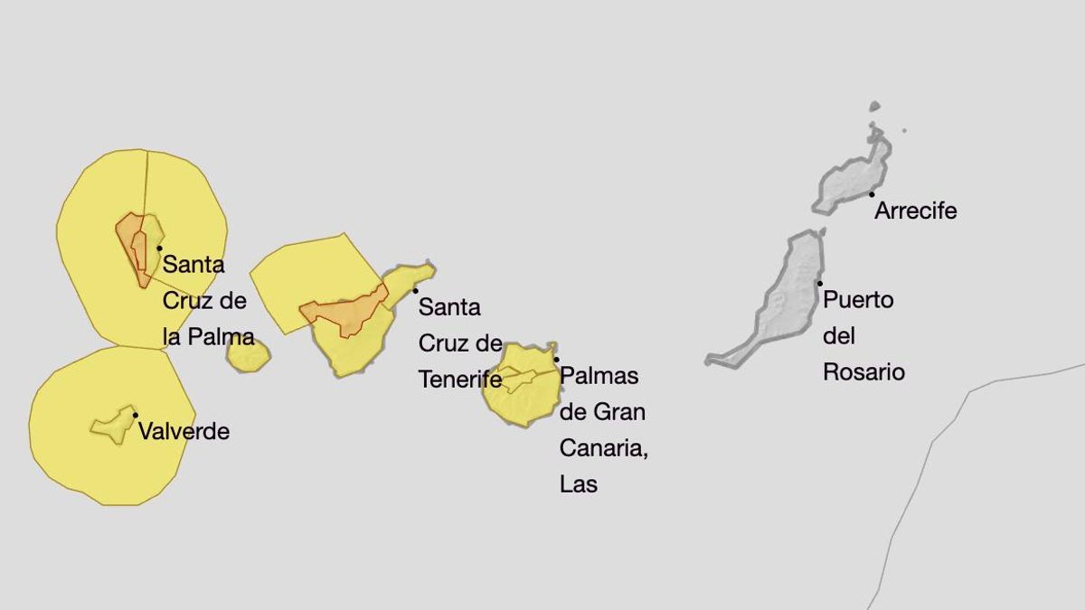 Aemet sube a naranja algunos avisos para Canarias por la borrasca que llega en las próximas horas