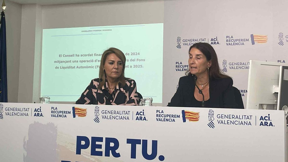 La portavoz del Consell, Susana Camarero, junto a la consellera de Hacienda, Ruth Merino.