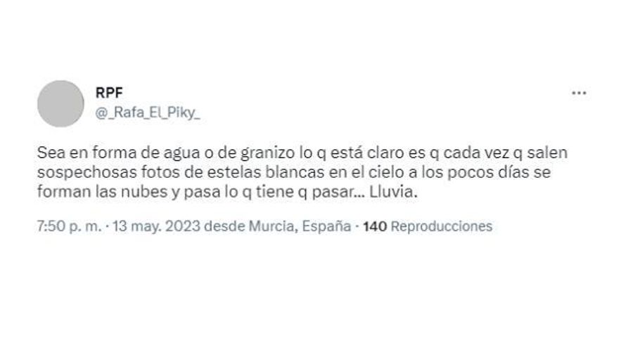 El usuario RPF ha compartido su teoría de lo que pasa a pocos días de ver estelas en el cielo.