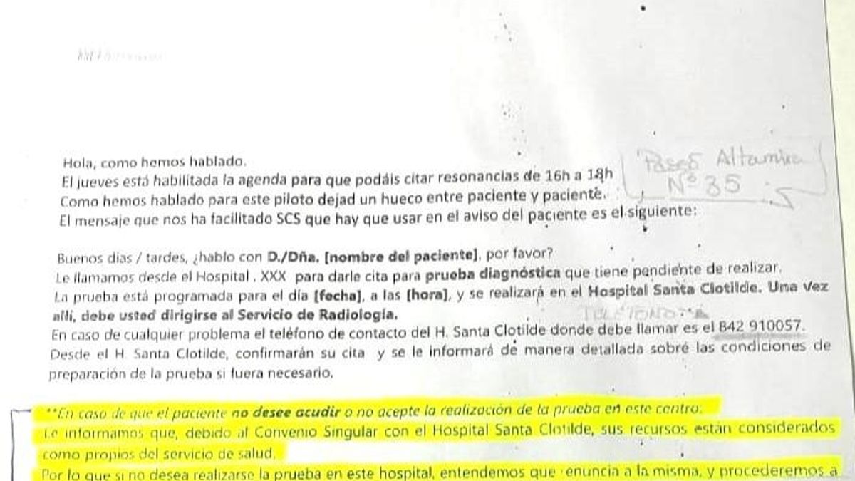 "Entendemos que renuncia a la misma y procederemos a su anulación": la respuesta a los pacientes cántabros que rechazan citas en la sanidad privada