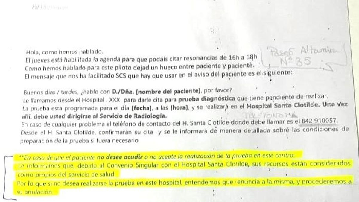 "Entendemos que renuncia a la misma y procederemos a su anulación": la respuesta a los pacientes cántabros que rechazan citas en la sanidad privada