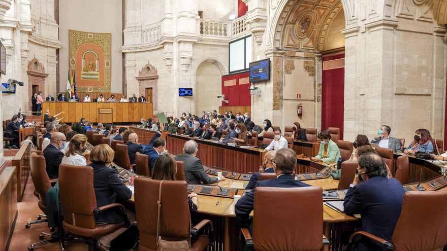 Momento en que el Pleno del Parlamento de Andalucía vota alguna de las propuestas de resolución presentadas por los grupos parlamentarios
