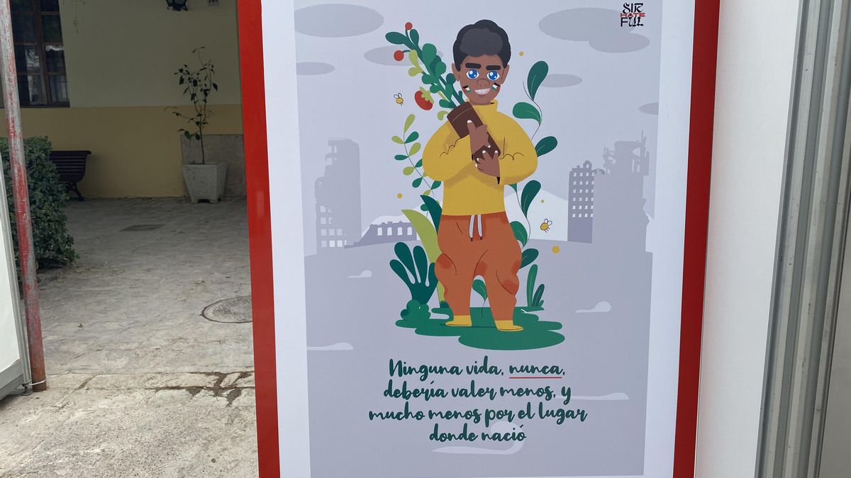 Dibuix baix el nom de 'Ninguna vida val menys' de l'exposició 'Quan Gaza clama'.