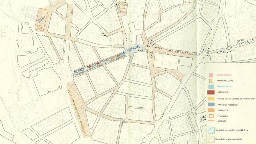 Recinto ferial La Paloma, con escenario en Las Vistillas y casetas en Carrera de San Francisco y plaza de la Paja