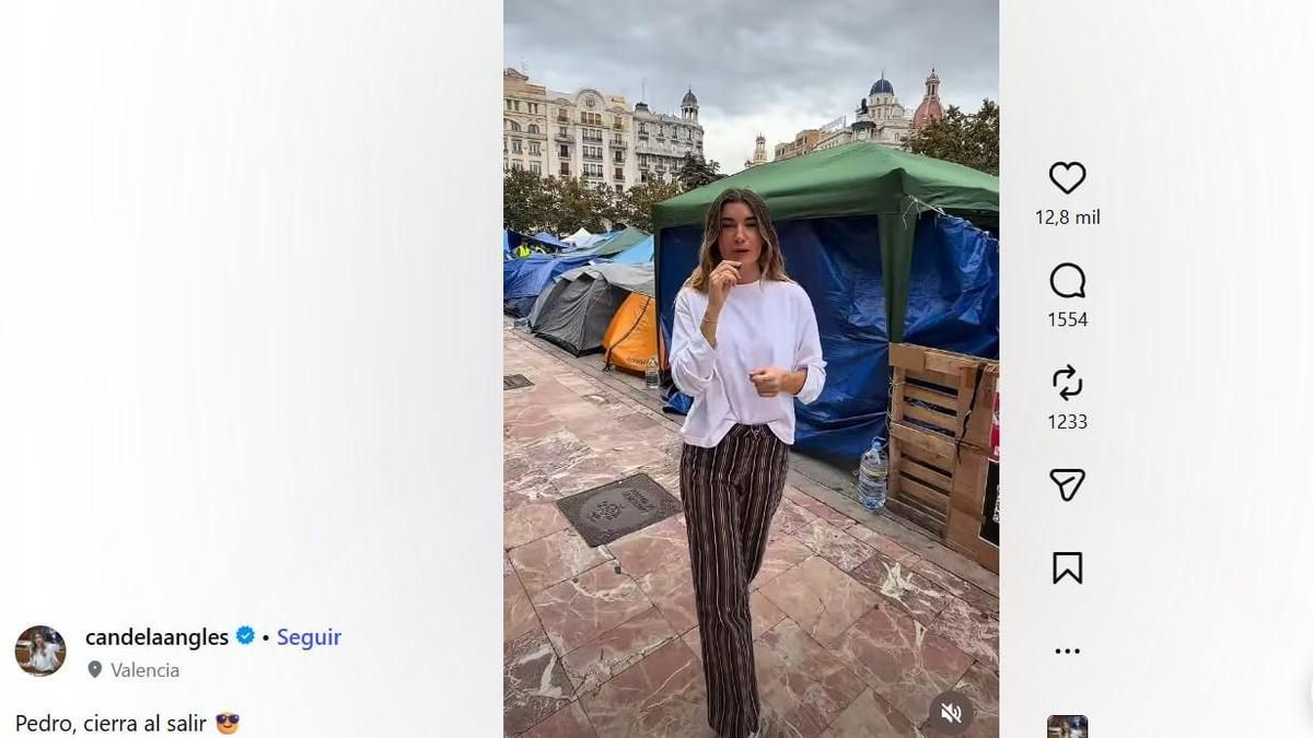 Una diputada del PP se cuela en la acampada de València para preguntar sobre Sánchez: "Pedro, cierra al salir"