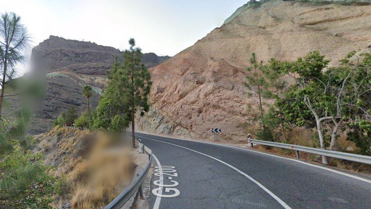 GC-200 a la altura de Los Azulejos, en Veneguera, en Mogán.