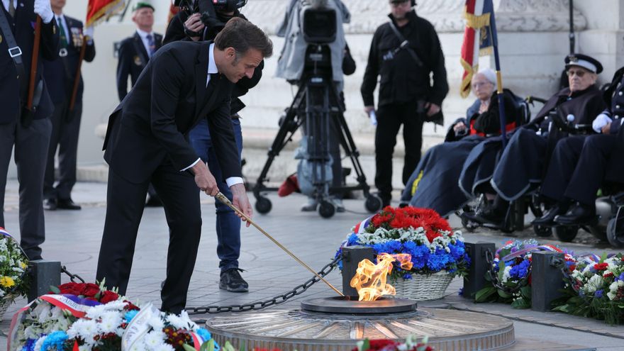 Macron hace un paralelismo entre la victoria de 1945 y la lucha por la paz en Europa ahora