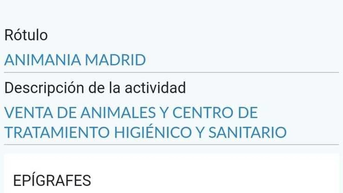 Licencia del centro 'Animanía Madrid', que no incluye cirugías mayores ni campañas de esterilización