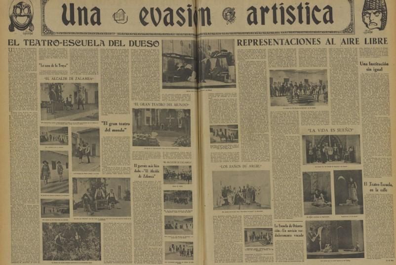 Información en la prensa de la época sobre el Teatro Escuela de El Dueso.