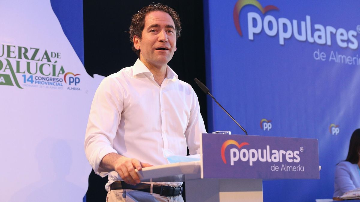 El secretario general del PP, Teodoro García, durante la clausuran el 14º Congreso Provincial del PP a 26 de junio del 2021 en Almería (Andalucía)