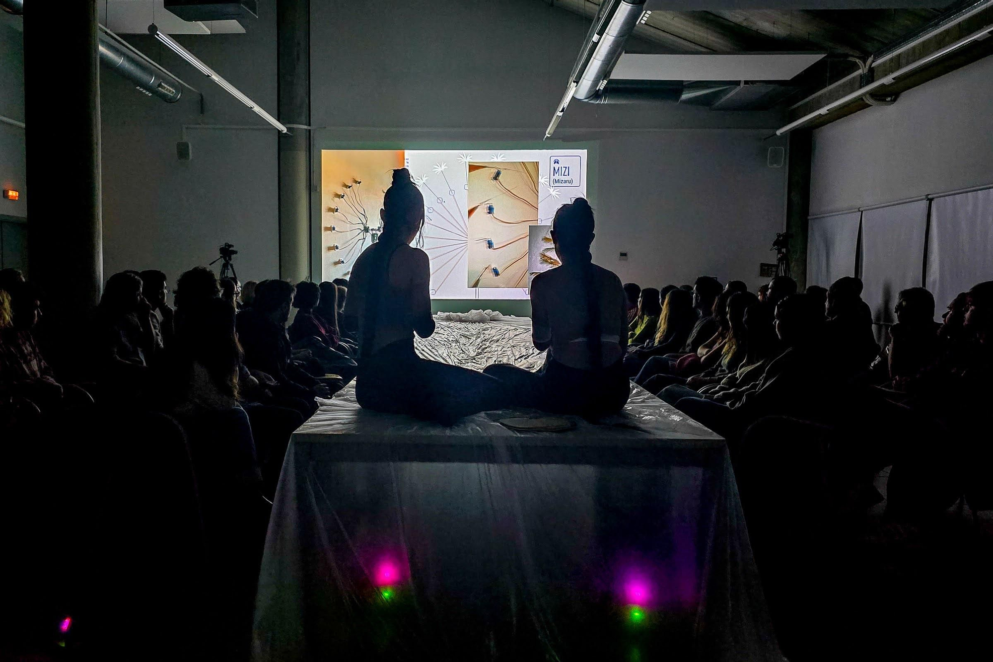 Parte de la perfomance Banquete Posthumano, interpretada por María Rojas y Laura Budia