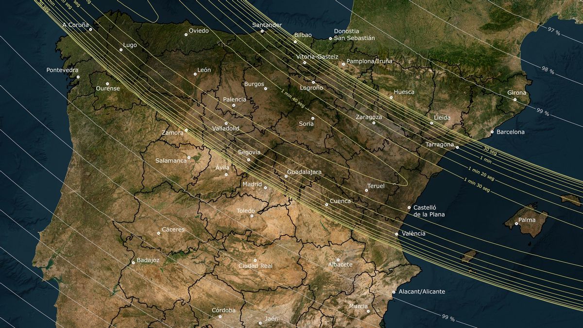 Queda justo un año para el gran eclipse solar en la península: esto es todo lo que necesitas para prepararte