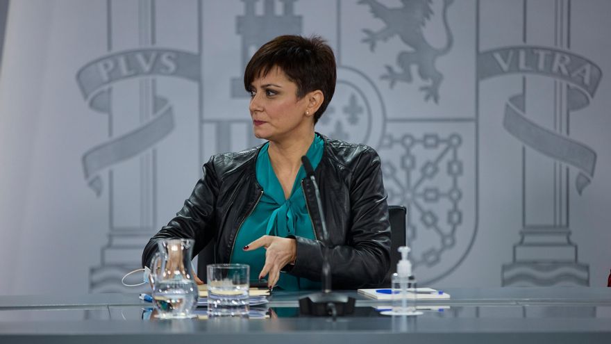 La ministra Portavoz, Isabel Rodríguez, comparece en una rueda de prensa posterior al Consejo de Ministros, en La Moncloa, a 14 de diciembre de 2021, en Madrid, (España). D