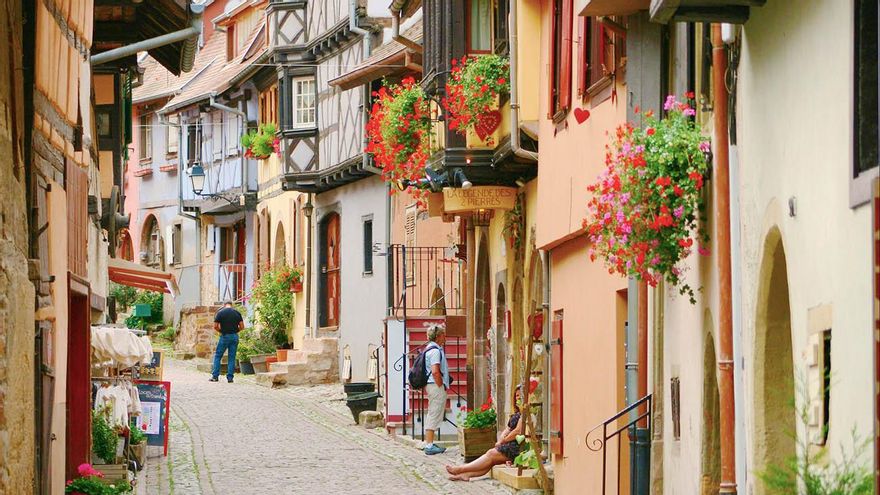 Las calles de Eguisheim, en Alsacia.