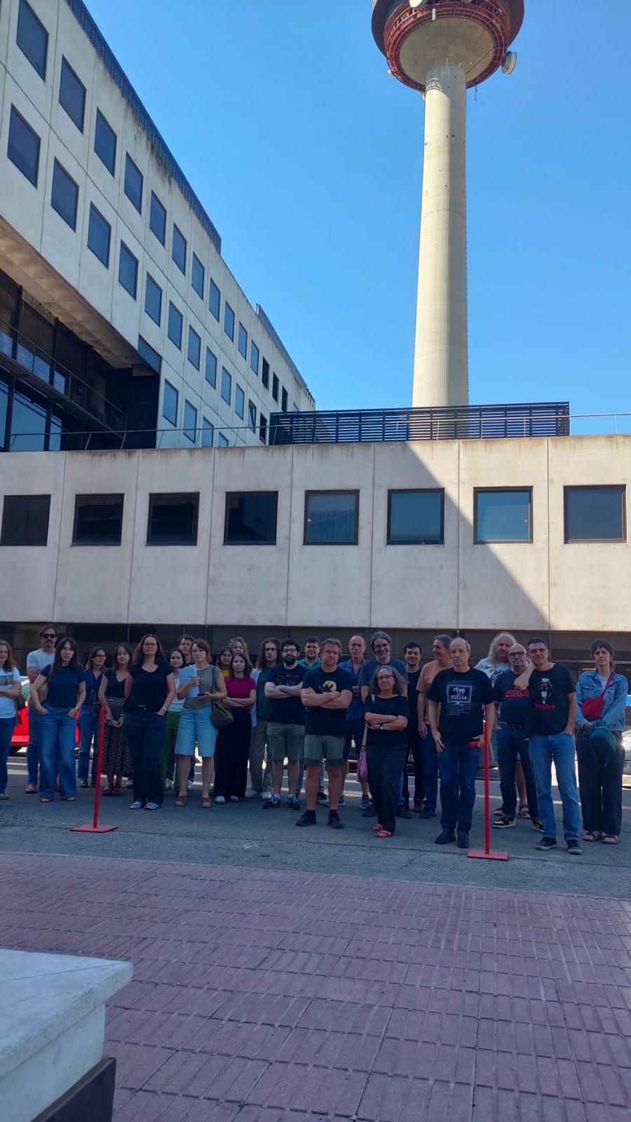 Profesionales de RTVE en Madrid, durante uno de los paros