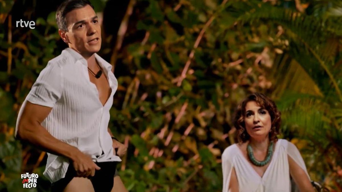 Pedro Sánchez y María Jesús Montero, recreados con Inteligencia Artificial en un sketch de 'Futuro imperfecto' sobre 'La isla de las tentaciones'