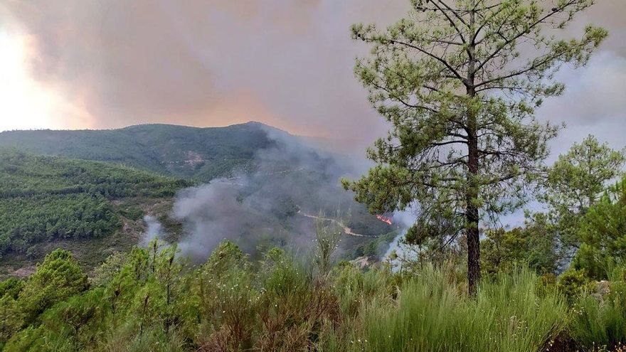 El incendio forestal de las Hurdes obliga a evacuar cinco localidades donde viven 360 personas