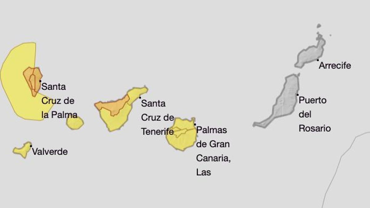 Mapa de la Aemet de los avisos por lluvias,  viento y oleaje el martes, 16 de enero.
