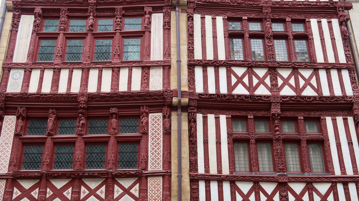 Tramas de madera medievales en el casco histórico de Caen.