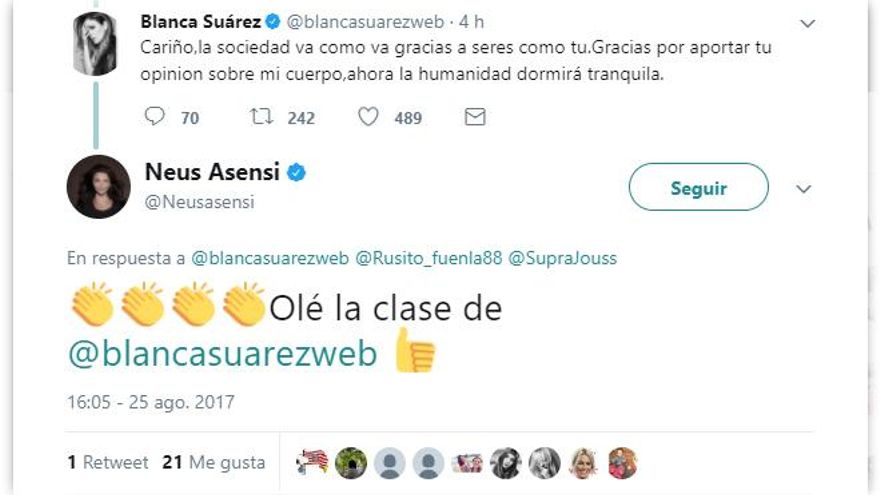 Neus Asensi alaba el comentario de Suárez en Twitter