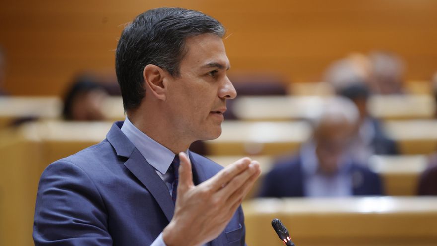 El presidente del Gobierno, Pedro Sánchez, durante su intervención en el Senado, en una foto de archivo, en Madrid. EFE/ Zipi