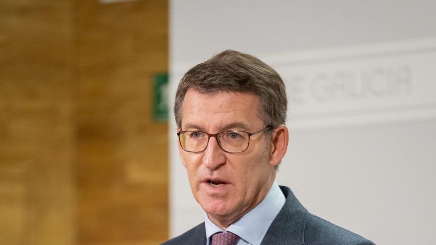 El presidente de la Xunta, Alberto Núñez Feijóo, en rueda de prensa.