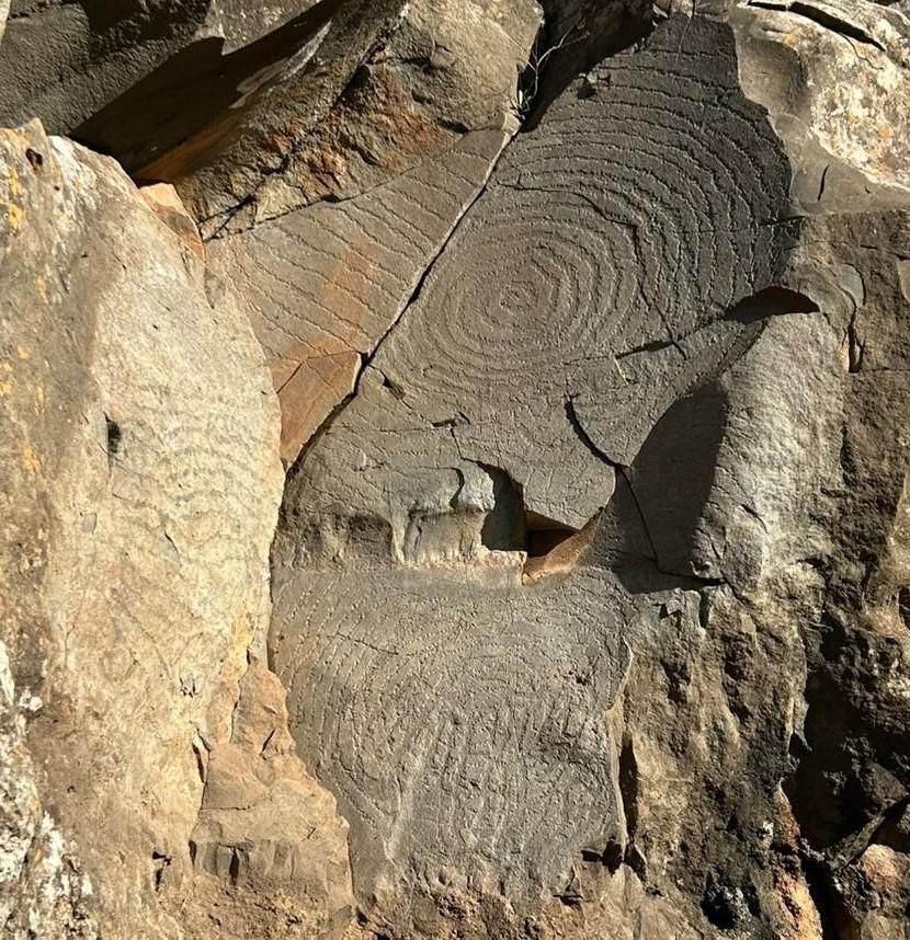 En la imagen, uno de los paneles más complejos e interesantes de todo el conjunto de la estación de grabados rupestres de El Verde, en El Paso.