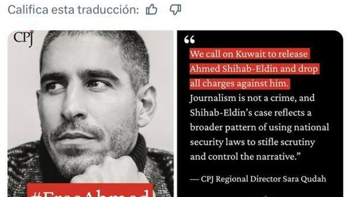 Movilización internacional por la puesta en libertad del periodista Ahmed Shibab-Eldin, arrestado en Kuwait desde el 3 de marzo