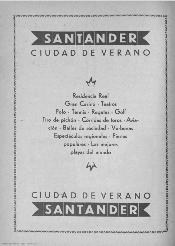 Anuncio de las actividades de verano de la ciudad de Santander.