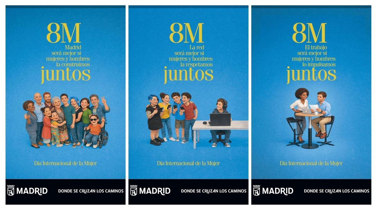 Algunas de las ilustraciones que componen la campaña del 8M del Ayuntamiento de Madrid