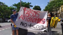 Imagen de archivo de una movilización de riders en Barcelona.
