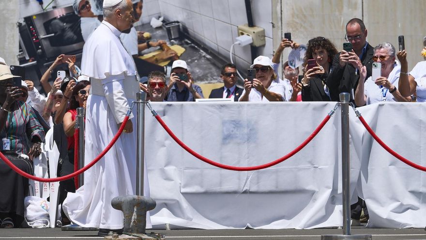 El Papa, en su acto en Arguineguín.