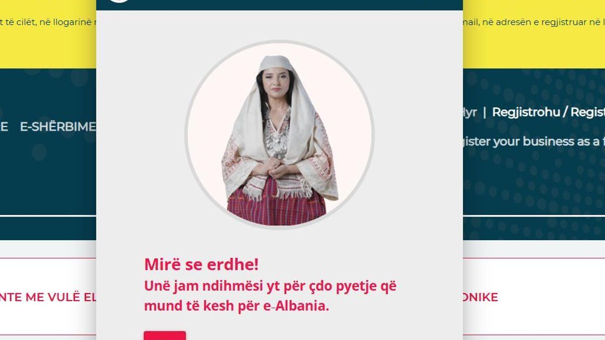 Captura de pantalla Diella en la plataforma e-Albania