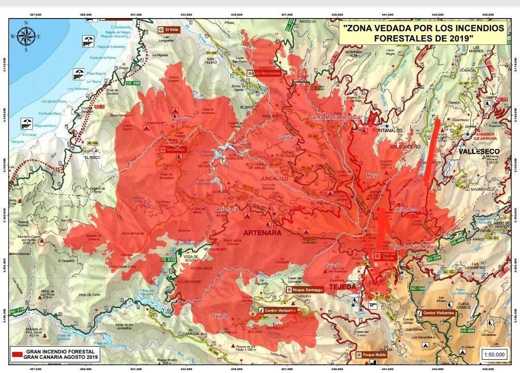 Zona vedada por los incendios forestales de 2019.