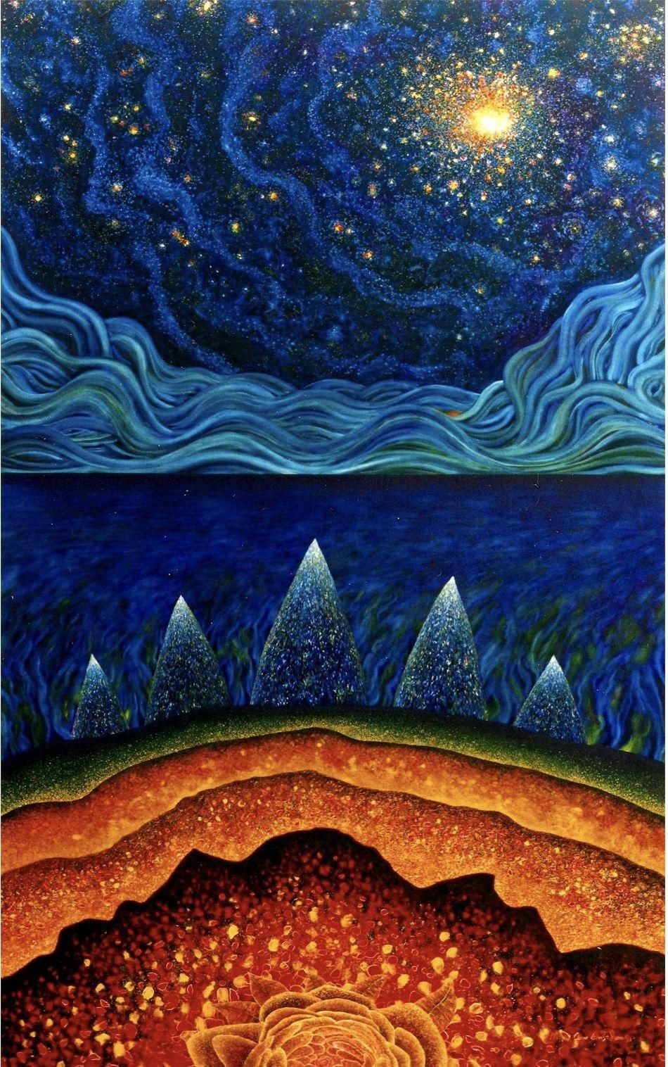 'Rosa ardiente', óleo sobre tabla, 185 x 100 cm, de Óscar Lorenzo. 2000