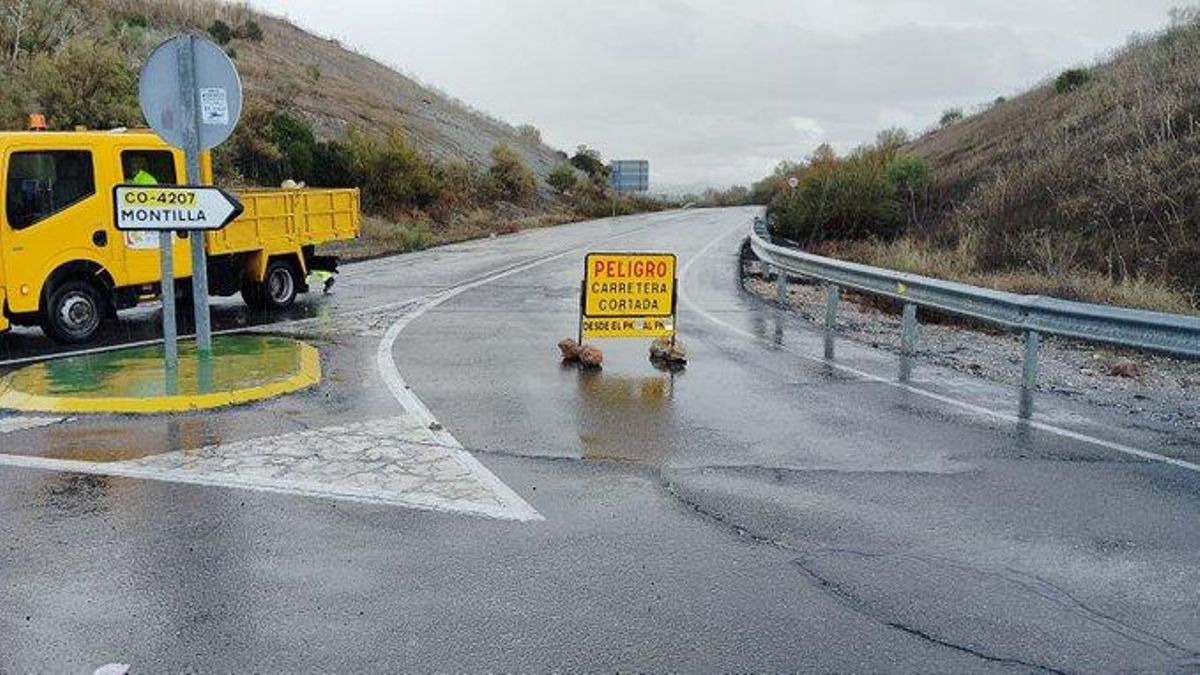 Cortada por las lluvias la carretera que une Montilla con Montalbán