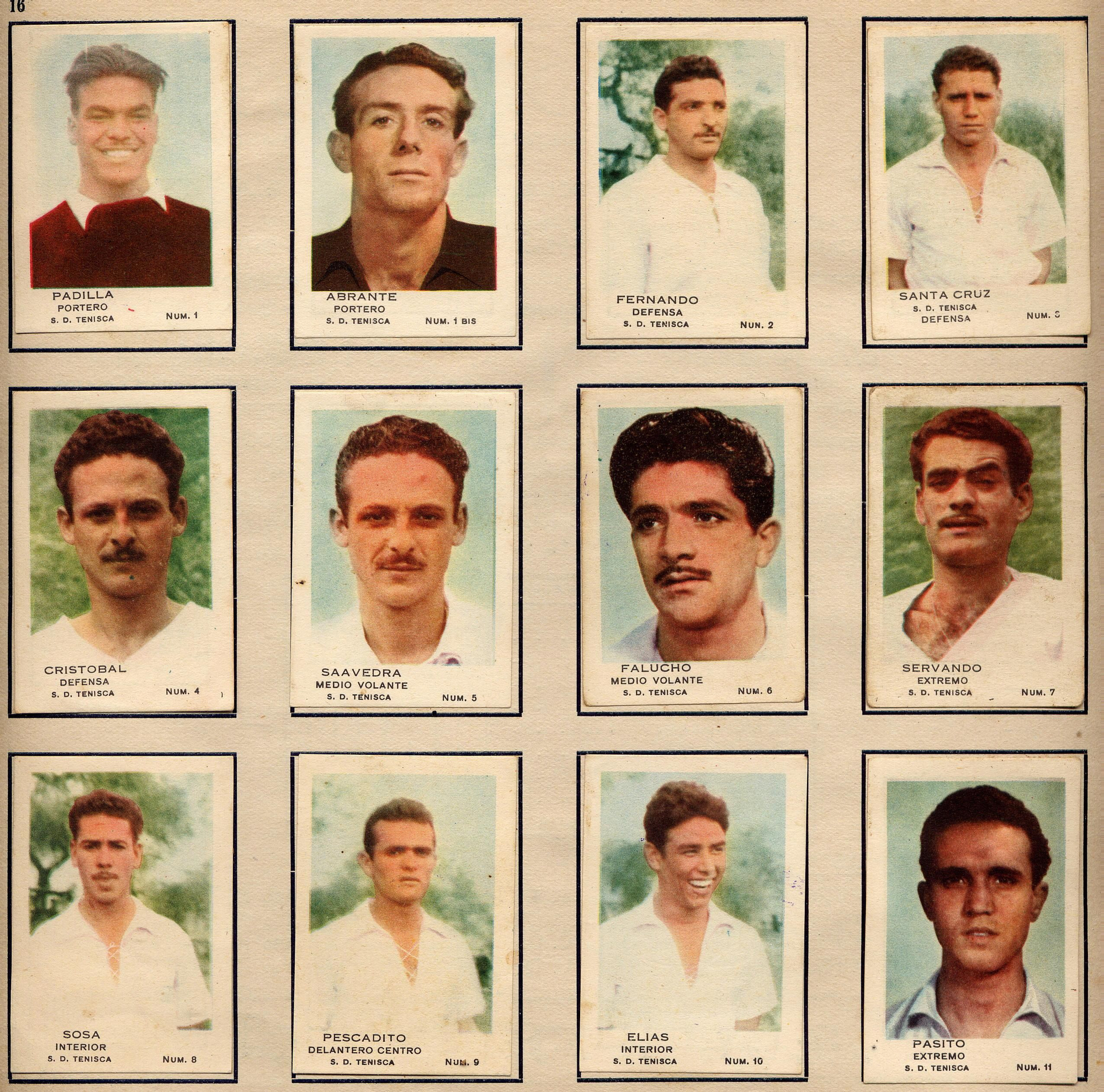 Álbum de cromos Mencey de la SD Tenisca de la temporada 53-54.