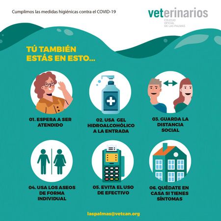 Infografía del Colegio de Veterinarios sobre las medidas a tener en cuenta por los usuarios de negocios de hostelería.