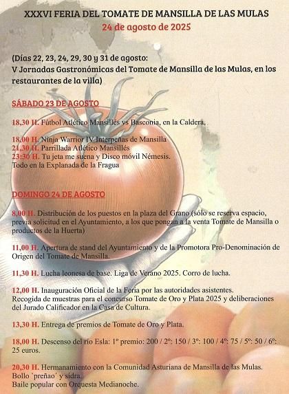 Programa de la Feria del Tomate de Mansilla de las Mulas.