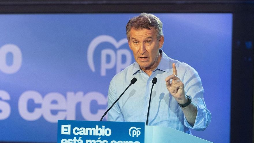 Alberto Núñez Feijóo durante una intervención en un acto del PP.