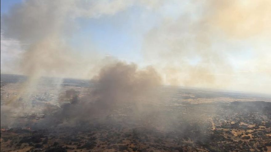 Imagen aérea del incendio en Almorox (Toledo).