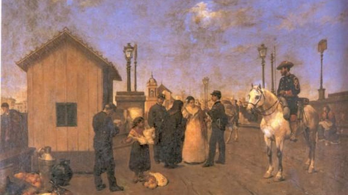 Caseta de consumo en el puente de Triana, Sevilla, en el siglo XIX.