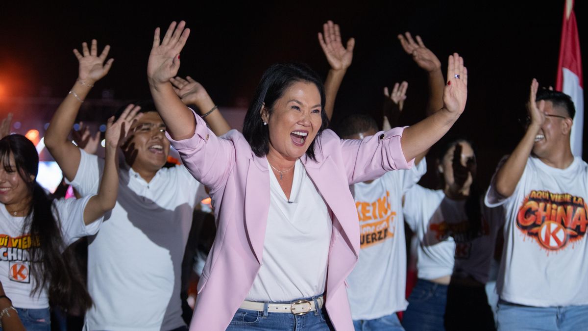 La candidata del partido Fuerza Popular, Keiko Fujimori, en el cierre de su campaña en Lima. 