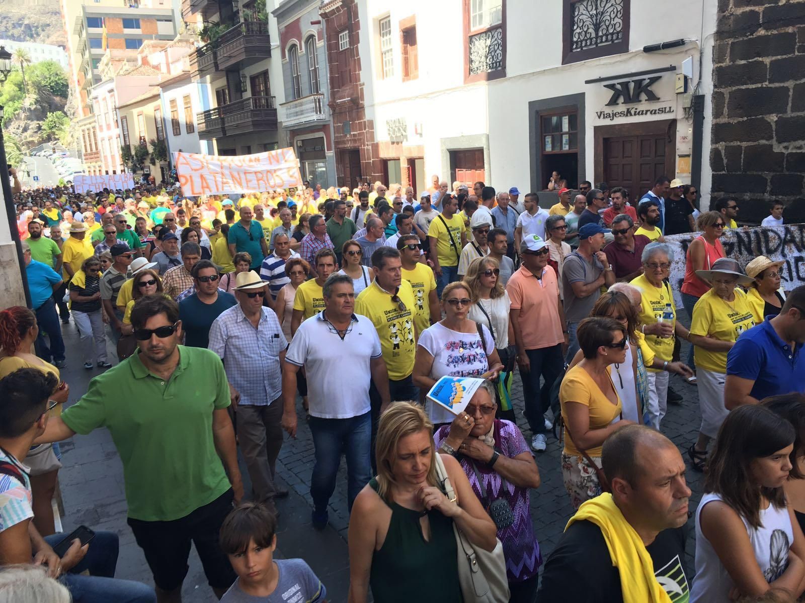 Imágenes de la manifestación de los agricultores del plátano de La Palma,
