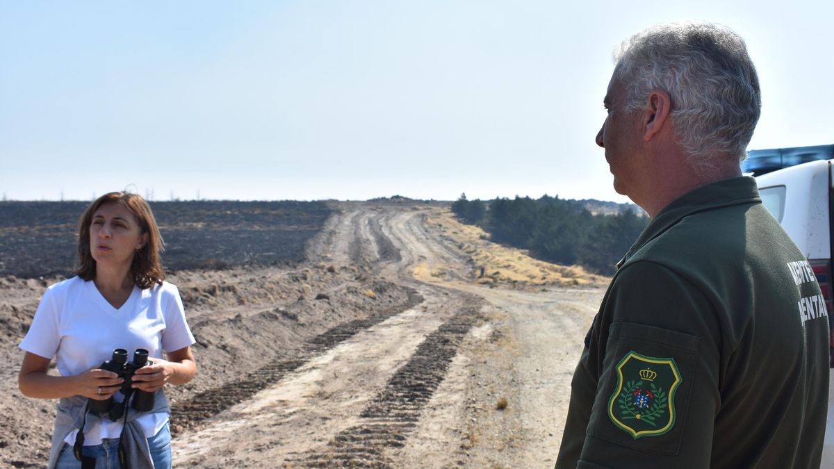 La conselleira de Medio Ambiente, Ángeles Vázquez, visita el terreno quemado en el parque natural de O Invernadeiro, en Ourense.